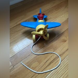 Mickey Green Toys Blue and Yellow Toy Airplane with Pull String in VGUC